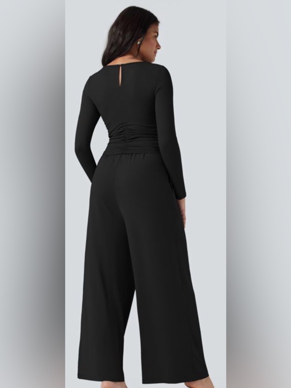 HALARA Black Long-Sleeve Wide-Leg Jumpsuit - Picture 6 of 10